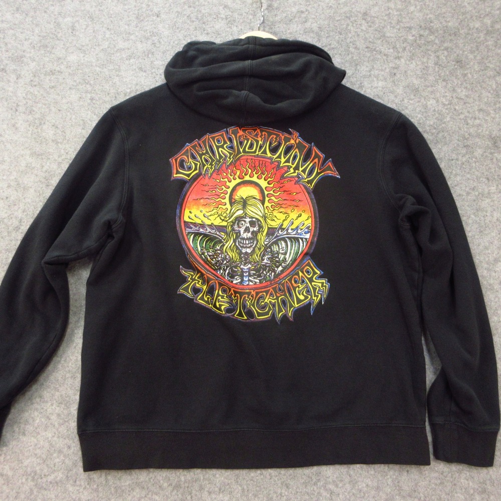 RVCA x Christian Fletcher Hoodie Mens M Black  Graphic Pullover Surf‎ Skate Punk - Picture 2 of 9